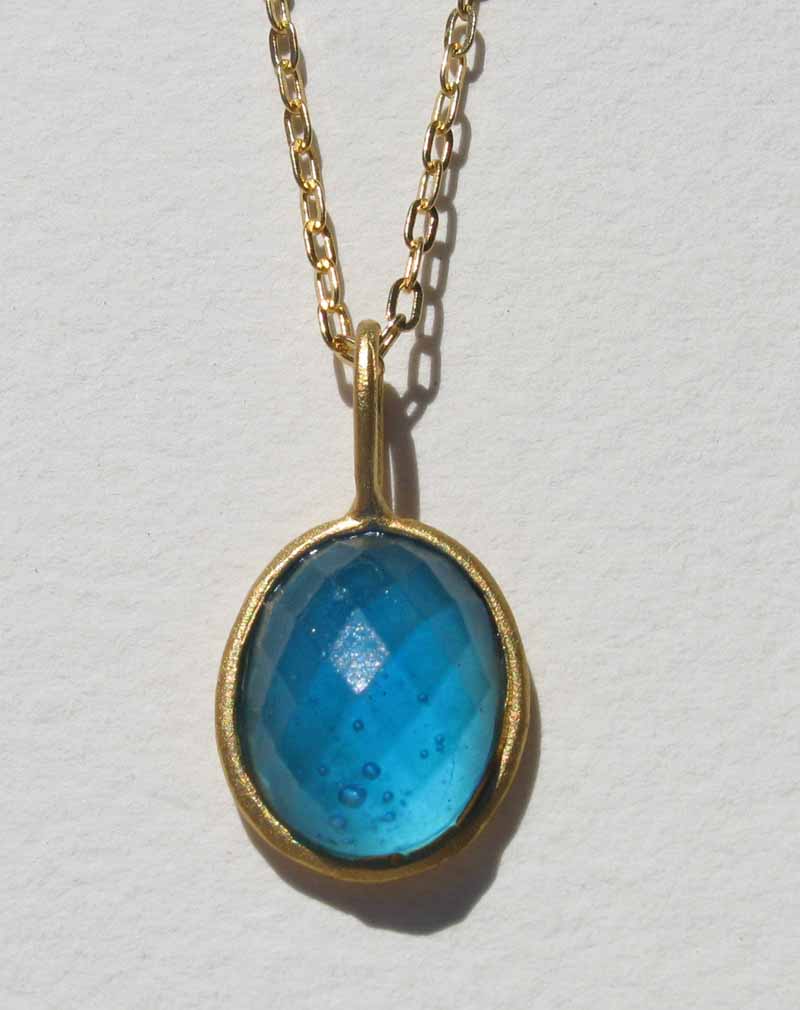 Faceted Cast Glass Oval Necklace